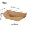 100 Pcs Disposable Kraft Paper Coated Boat Boxes - Ideal for Packing Fried Chicken, Popcorn, Fried Snacks, etc