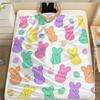 1pc Easter Colorful Bunny Flannel Blanket, 2D Flat Print, All-Season & Holiday, Cozy Throw for Kids Bedroom, Living Room, Campin
