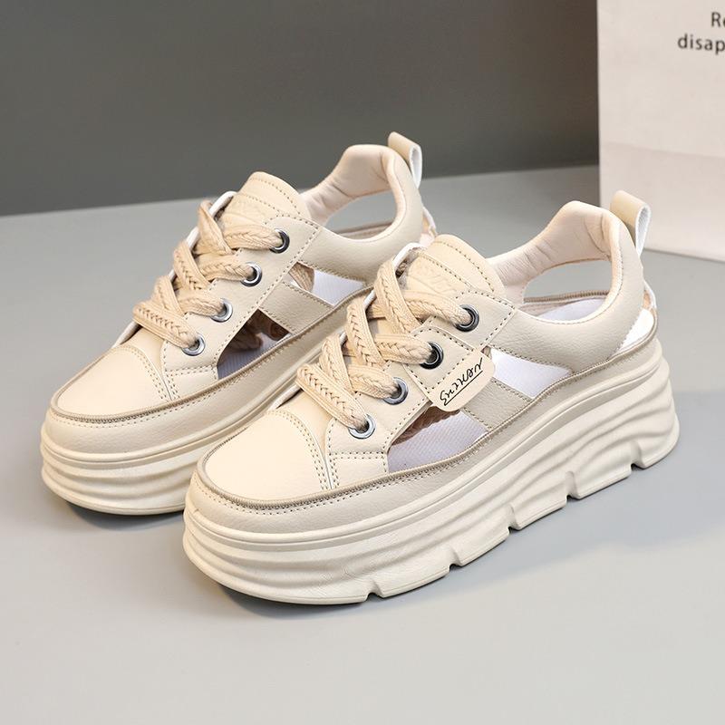 Platform Sandals Women's 2025New Summer Fashion Hollow Out Casual Shoes White Height Increased Non-slip Flats Sandalias De Mujer