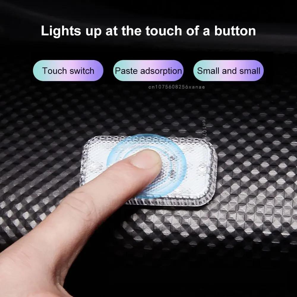 LED Car Mini Touch Light USB Charging Portable Auto Roof Ceiling Reading Night  Lamp Wireless Magnetic Decoration Ambinet Light