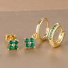 Elegant Zircon Inlaid Earrings Set: Sweet & Luxurious Ear Clips and Studs for Women