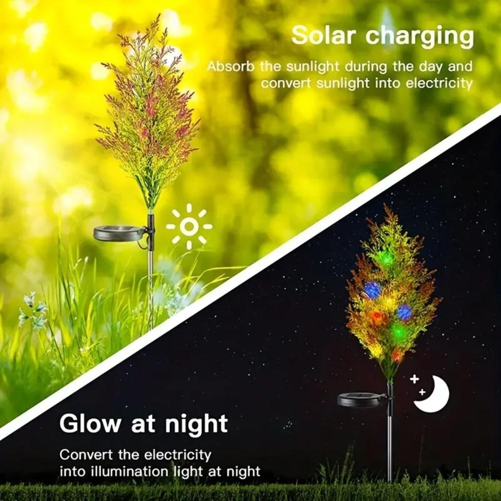Colourful Solar Pine Tree Lights, Outdoor Solar Christmas Holiday Decoration Lawn Lights, Garden Access Landscape Lights