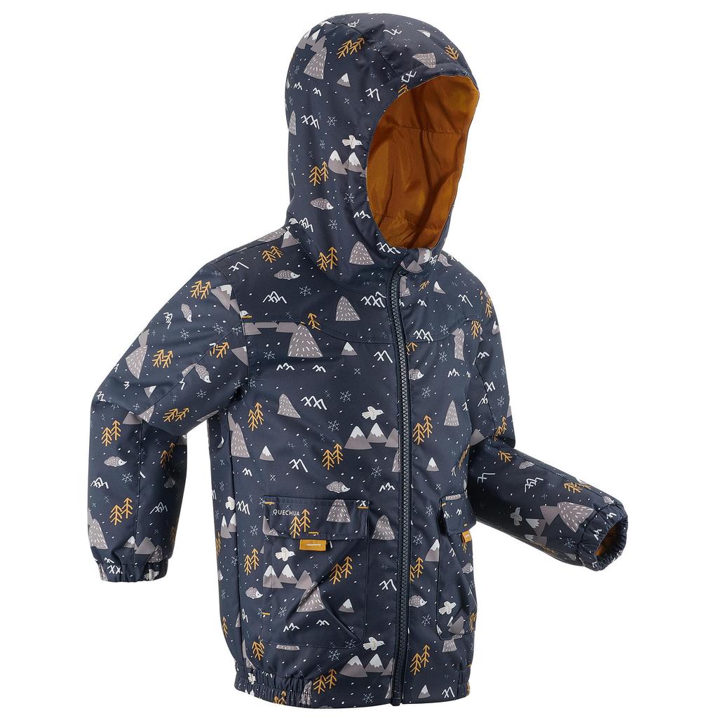 DECATHLON Jacket 100 Cartoon Print Reflex Hooded Dark Navy / Brown Yellow Children's Style