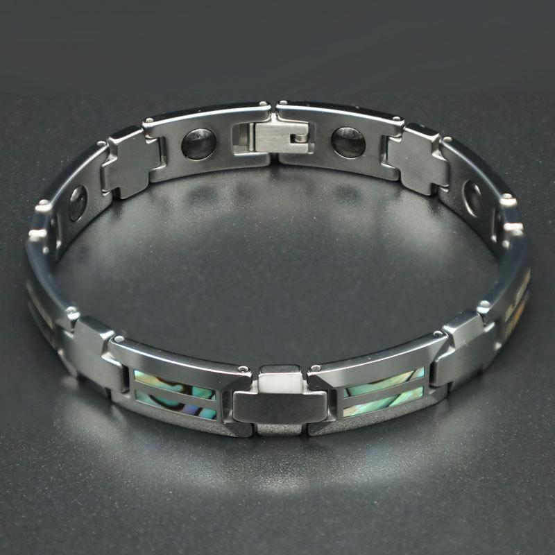 Simple Men'S Tungsten Steel Ceramic Epoxy Bracelet, Inlaid With Wood Shell Bracelet, Finely Polished Surface, Export