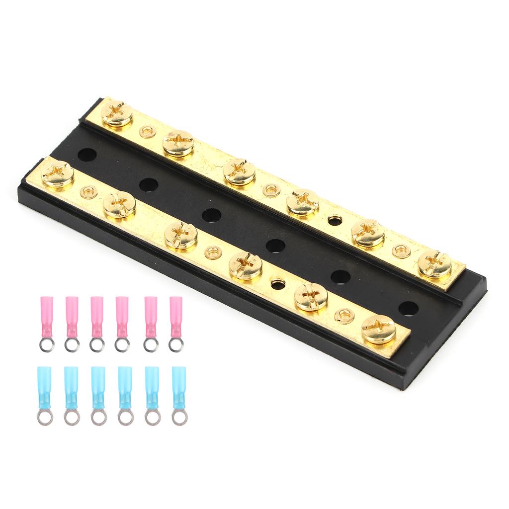 60A Dual Row Independent Busbar with Heat Shrinkable Tube Terminal for Truck Car Yacht Ship6 Position Terminal