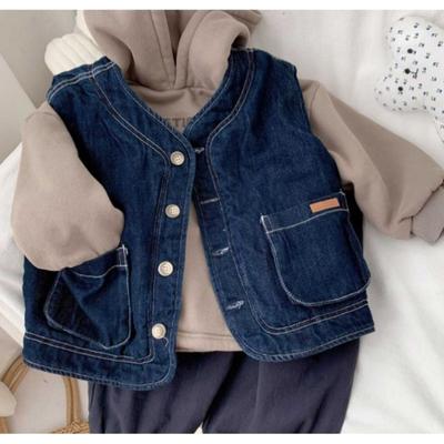 Barn Vinter&Høst Barn Vest Denim Midjejakke for Nyfødt Baby Ermeløse Jakker Yttertøy for Småjenter&Gutter