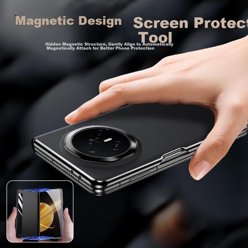 Custodia per telefono Honor Magic V5 Schermo Pieghevole Magnetica a Libro Vera Pelle Copertura Completa Antiurto Ultra-Sottile Finestra Intelligente Premium Business Unisex