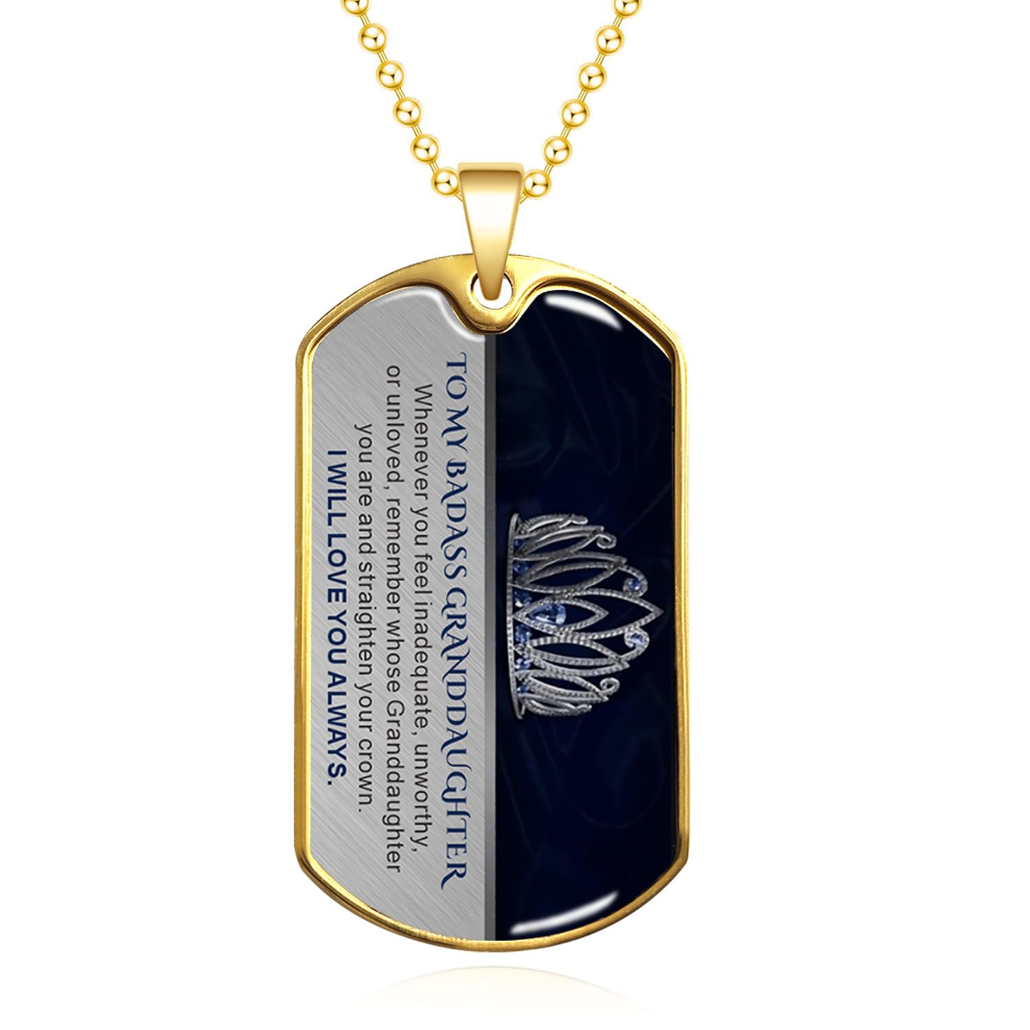 

To my badass Granddaughter Necklace Dog Tag personalized necklace gift from Grandma Grandpa Gift for birthdays, holidays, and Christmas