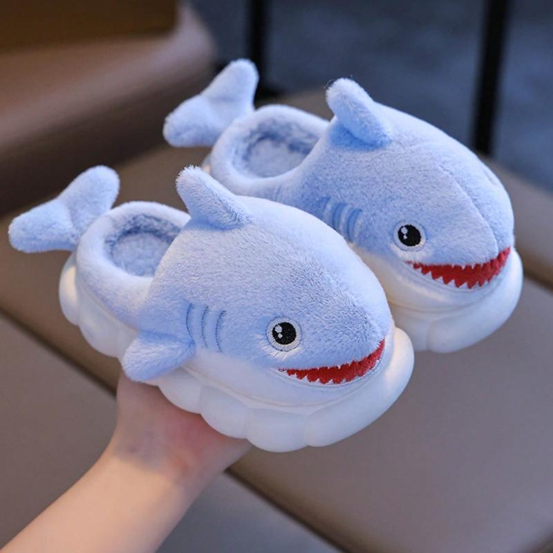Warm Children's Shoes Suitable for Cute Shark Designs for Boys and Girls, Creative Autumn and  Winter  Indoor  Slippers