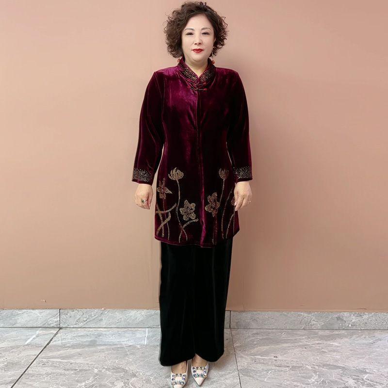 2pcs Pants Suit Autumn Women`s Embroidery