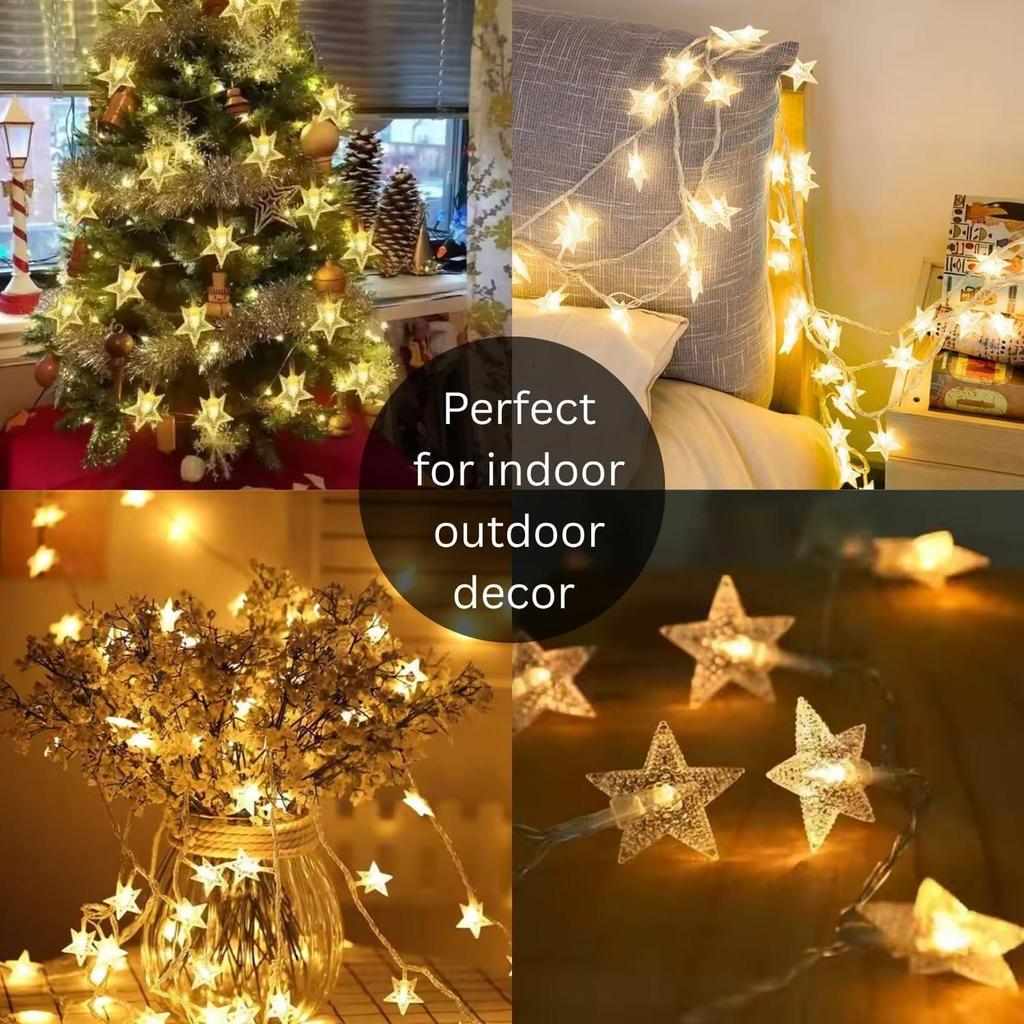 16 Stern Lichterkette LED Lichter 3 Meter Warmweiß Wasserdicht Dekorative Lichter für Diwali, Geburtstag, Festival für Innen Außen