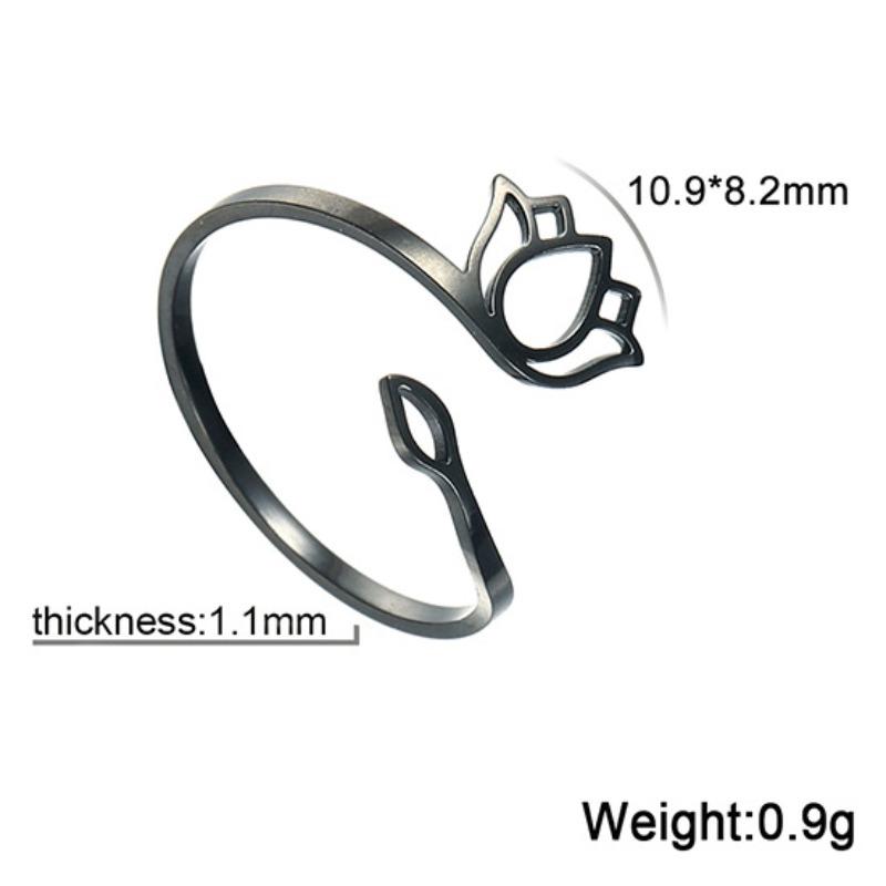 European and American Retro Lotus Ring, Women's Stainless Steel Adjustable Finger, Ring, Jewelry Gift for Lover's Mother