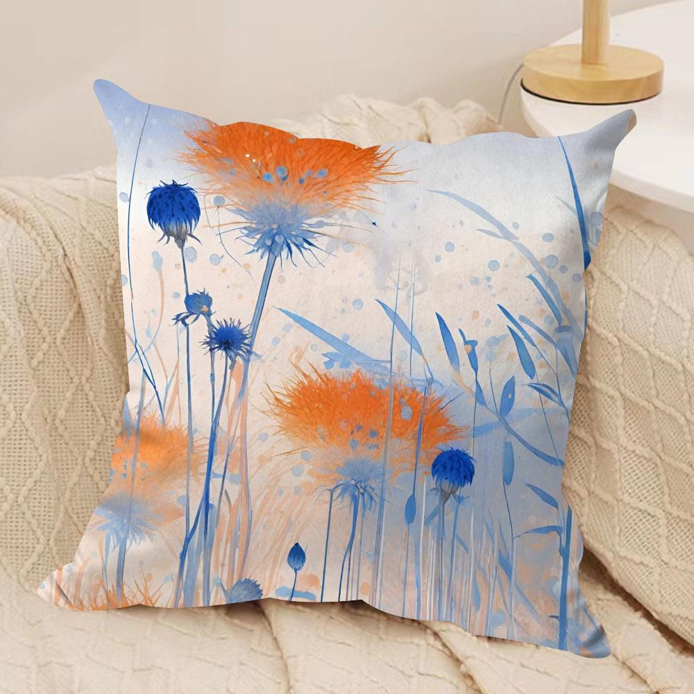Flower Cornflower Cushion Cover Soft Plush Fabric DoubleSided Printed Sofa Cushion Cover for All Seasons Home Decor Gift
