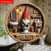 Wooden Hanging Decorative Sign, Toilet Decoration, 2D Flat Pendant, the Pattern Is a Dwarf Sitting On the Toilet, a Housewarming Gift for a Friend