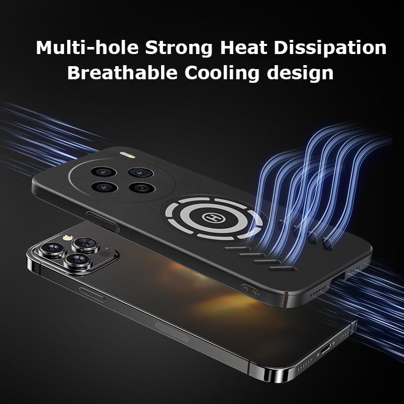 Für vivo X100 X100s X90 X90s X80 X70 Pro Plus Rock Sand Ice Magnetische Wärmeableitung Mattes Anti-Fingerabdruck-PC-Gehäuse Atmungsaktive Kühlabdeckungsschale