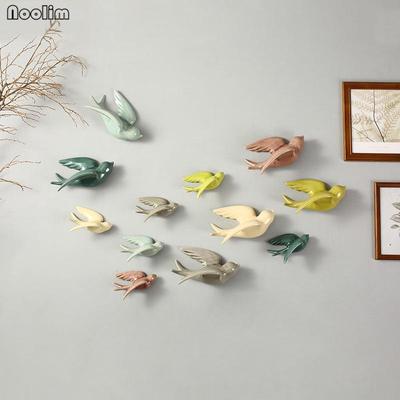 קרמיקה 3D שרף קיר תליית קישוטי ציפור בית רקע טלוויזיה קיר דקור סימולציה ציפור