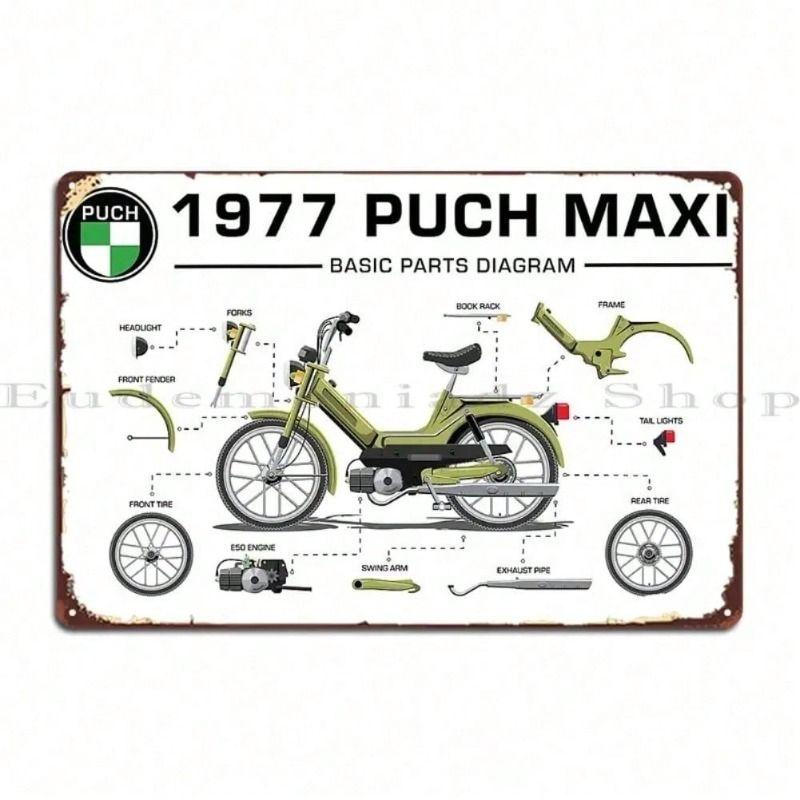 Металлическое Настенное Искусство Puch Maxi 1977 Схема Деталей Постер Декор Бара