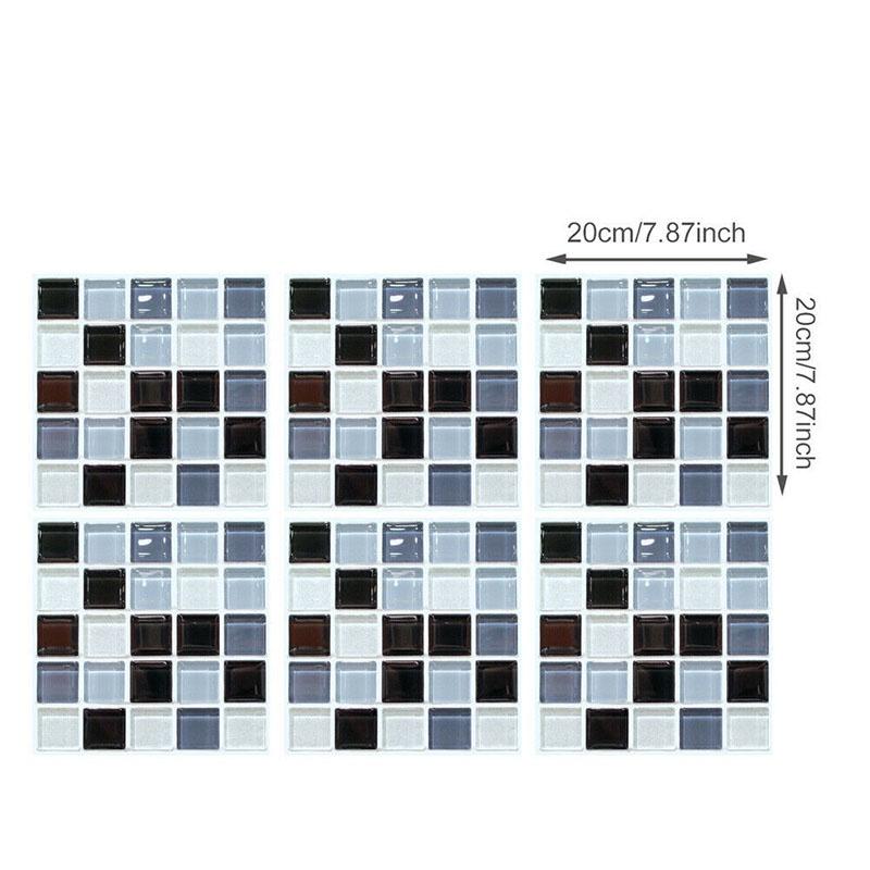 Elegant 3d Mosaic Self-adhesive Oil-proof Wall Sticker Set For Home Kitchen Decor