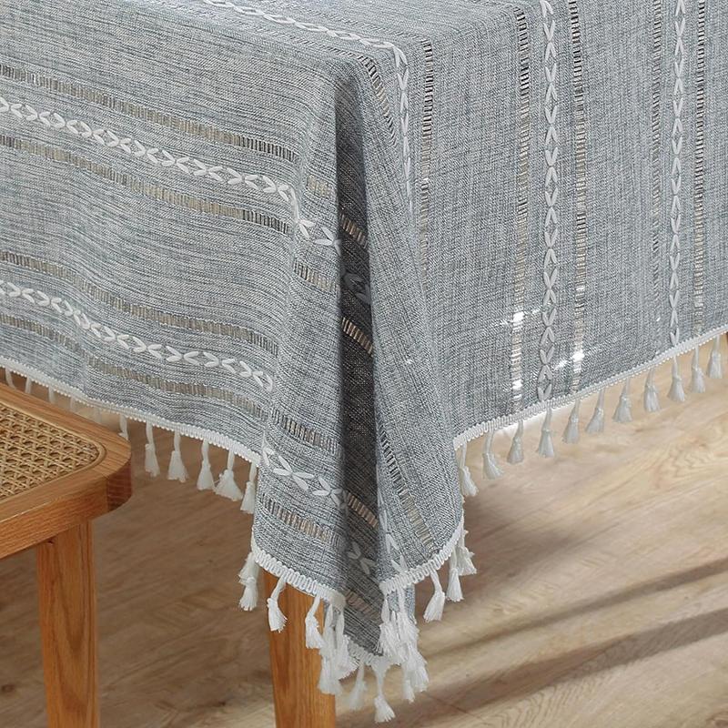 Rechteckige Tischdecke Jute Bauernhaus Tische Abdeckung Rustikal Knitterarm Waschbar Küche Esszimmer Tischdecken Dekoration