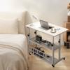 Double-Layer Office Desk Movable Bedside Computer Lazy Table with storage shelf Laptop Height Adjustable Bedroom Desk lift table