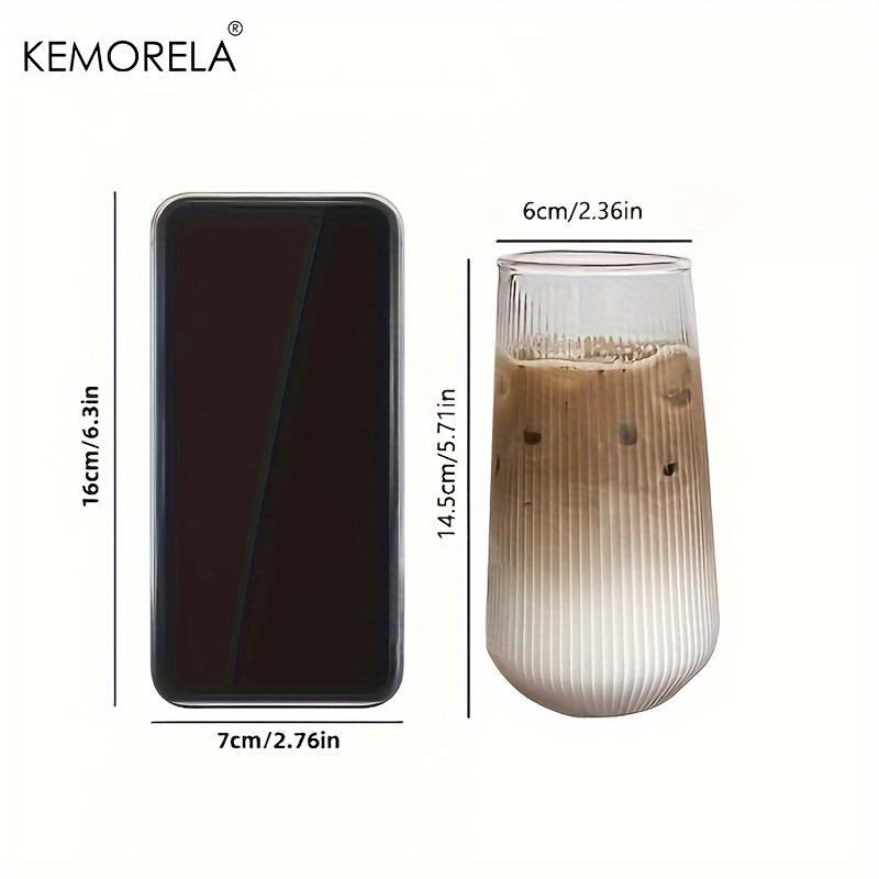  1/2PCS Vertical Striped Glass With Lid and Straw Vertical Stripes - Suitable For Coffee Milk Juice Whiskey Soda Cups