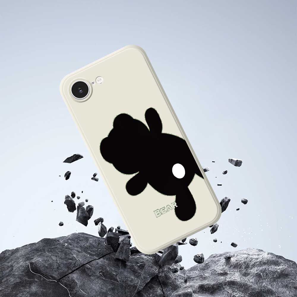 For iPhone 16e Case Black Bear Back Pattern Printing Straight Edge TPU Phone Back Cover