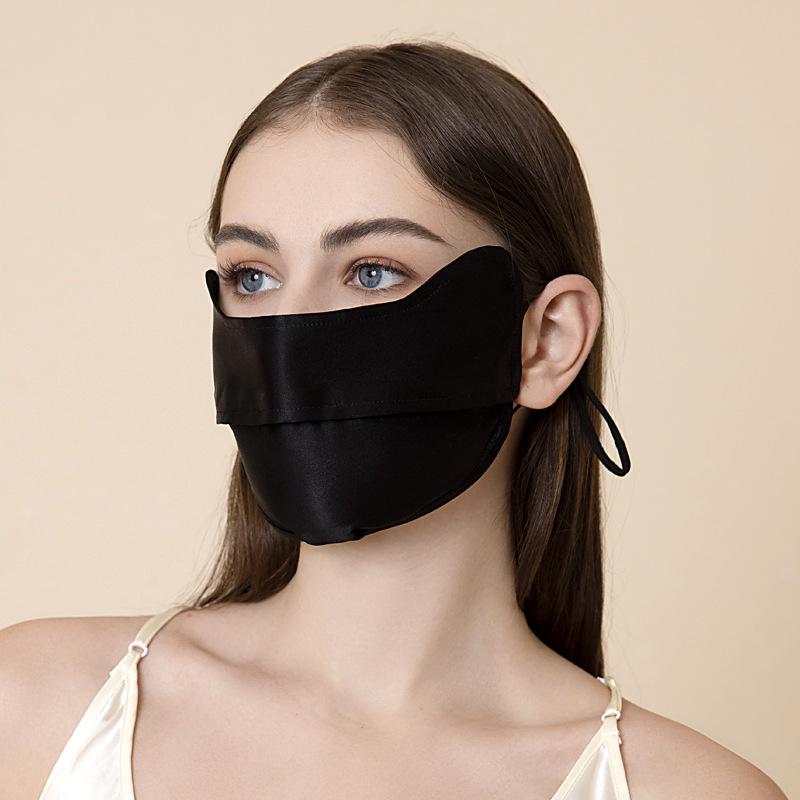 Women's Summer Silk Sun Protection Mask - 100% Mulberry Silk, Anti-UV, Breathable Veil with Eye Corner Shield.