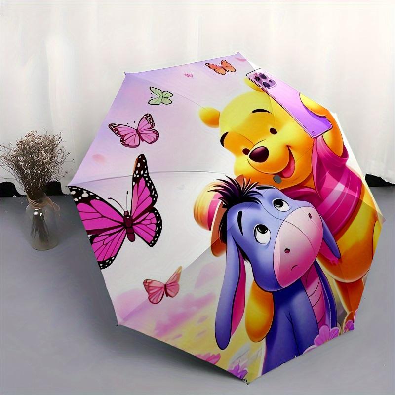 Winnie the Pooh, Eeyore Automatic Opening and Closing Umbrella, Compact Travel Umbrella, Lightweight and Portable, Suitable for Beach Commut