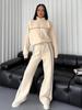 European and American Casual Set with Long Sleeve Cardigan Hoodie and Lace-up Striped Pants