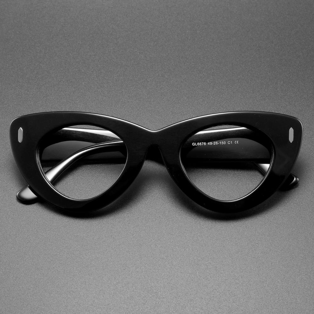 Thick Handmake Acetate Frame Women Fashion Cat Eye Polarized Sunglasses Brand Designer High Quality Optical Prescription Glasses