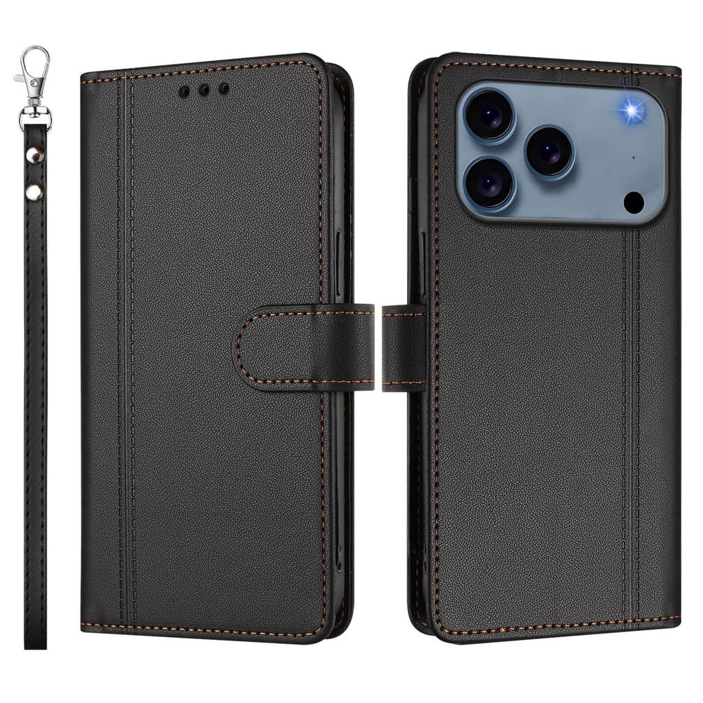 Flip Wallet Case for iPhone 17 16 Pro Max 17e 16e Air, Leather Card Holder Cover with Magnetic Clasp, Stand, Shockproof Case