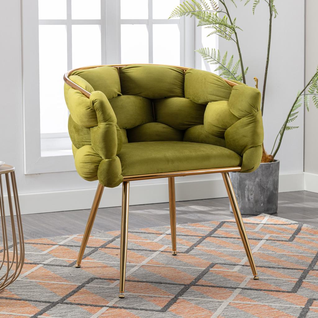 Luxuriöser, Moderner Akzentstuhl, Schminktischstuhl mit Metallrahmen für Schlafzimmer, Wohnzimmer, Esszimmer