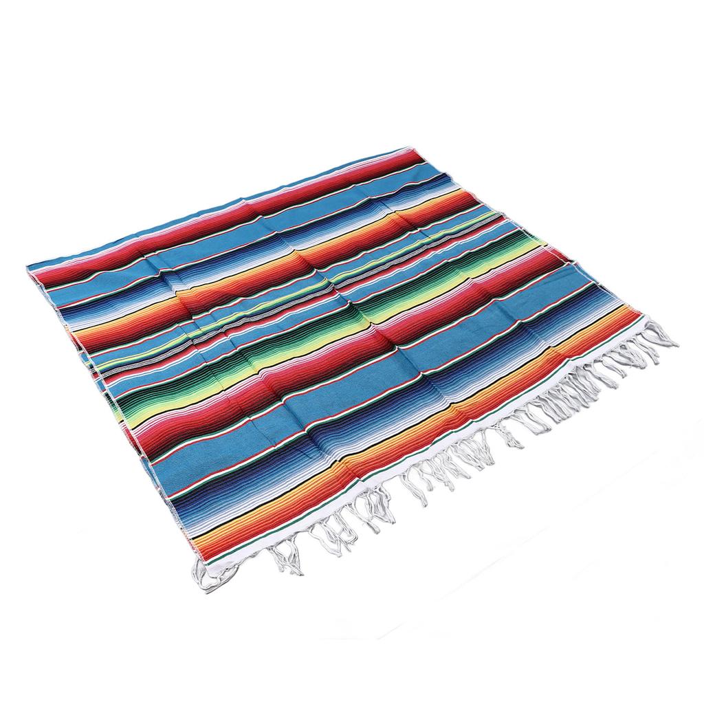 Mexican Table Runner 6.6ft Long 4.9ft Wide Bright Colors Soft Cotton Fringe Cotton Table Runner for Party Decoration