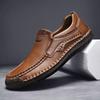 Mens Leather Shoes Fall Fashion Sneakers for Driving Walking Office, Comfortable Men Slip On Skate Flats Non Slip Youth Shoes