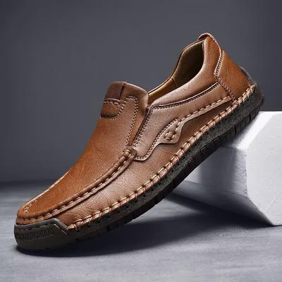 Herren Lederschuhe Herbst Mode Sneaker zum Fahren Gehen Büro, Bequeme Herren Slip-on Skate Flats Rutschfeste Jugendschuhe