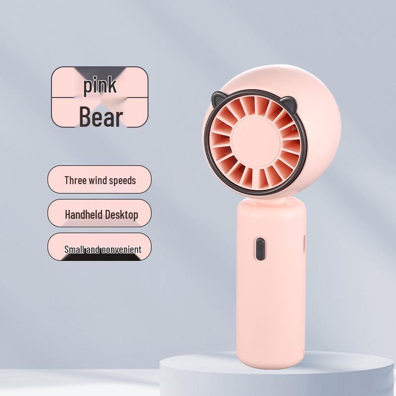 Cat Ear Handheld Spray Humidifier Fan with USB Charging, Three-Speed Settings, and Low Noise