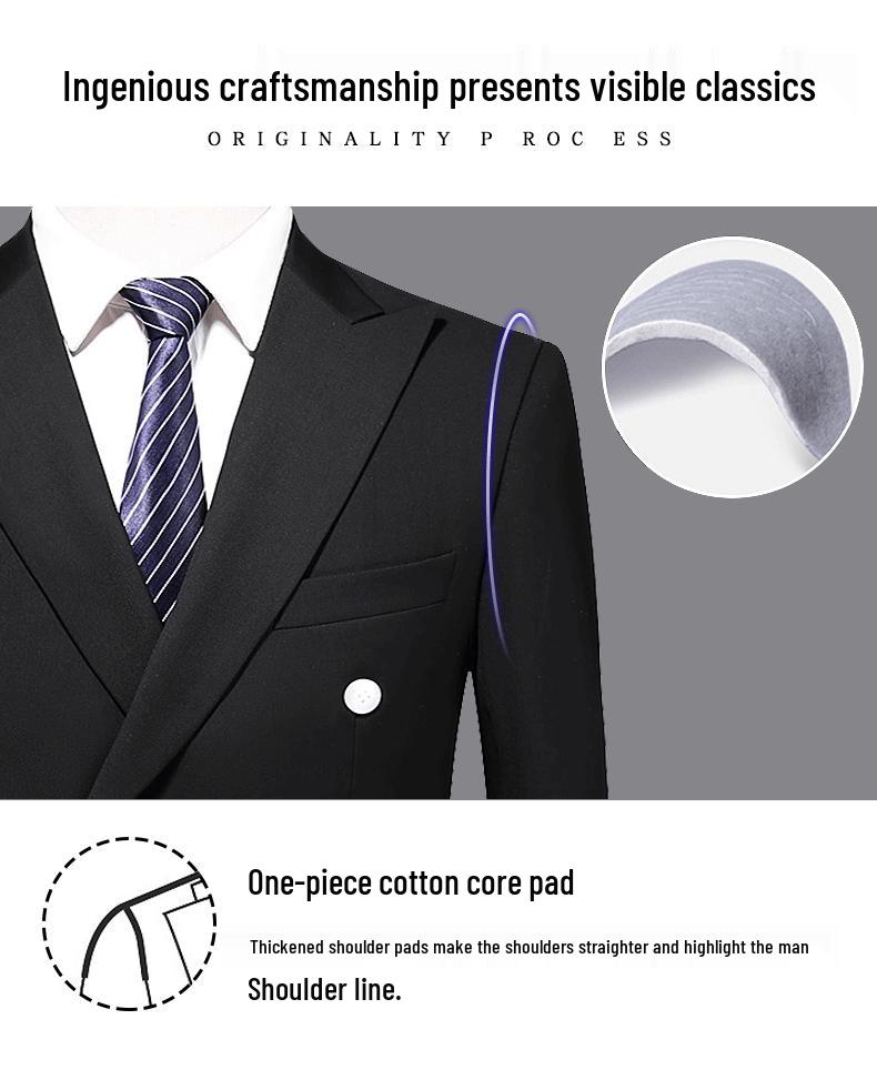 Men's Korean Slim Fit Double-Breasted Suit Set – Casual or Wedding Tuxedo