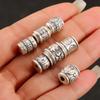 Ethnic-Style Sterling Silver S999 Fu Character Spacer Beads: Retro Barrel Ruyi Beads for DIY Lucky Silver Jewelry
