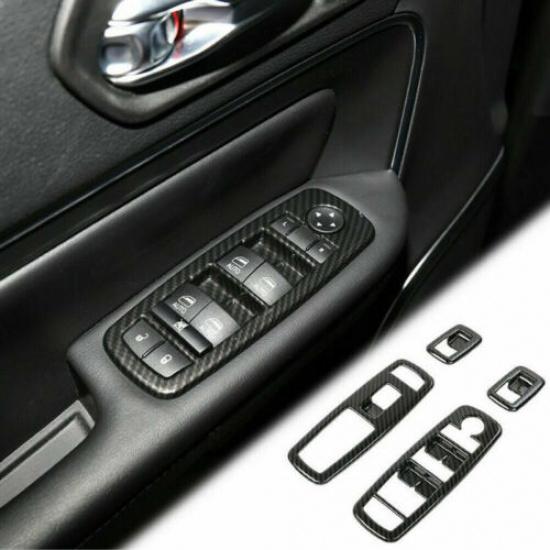 For Jeep Cherokee 2014- Carbon Fiber Interior Window Switch Panel Cover Trim