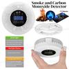 2 In 1 Carbon Monoxide Alarm Detector Battery Powered Smoke and Carbon Monoxide Detector Alarm LCD Display CO Detector for Home