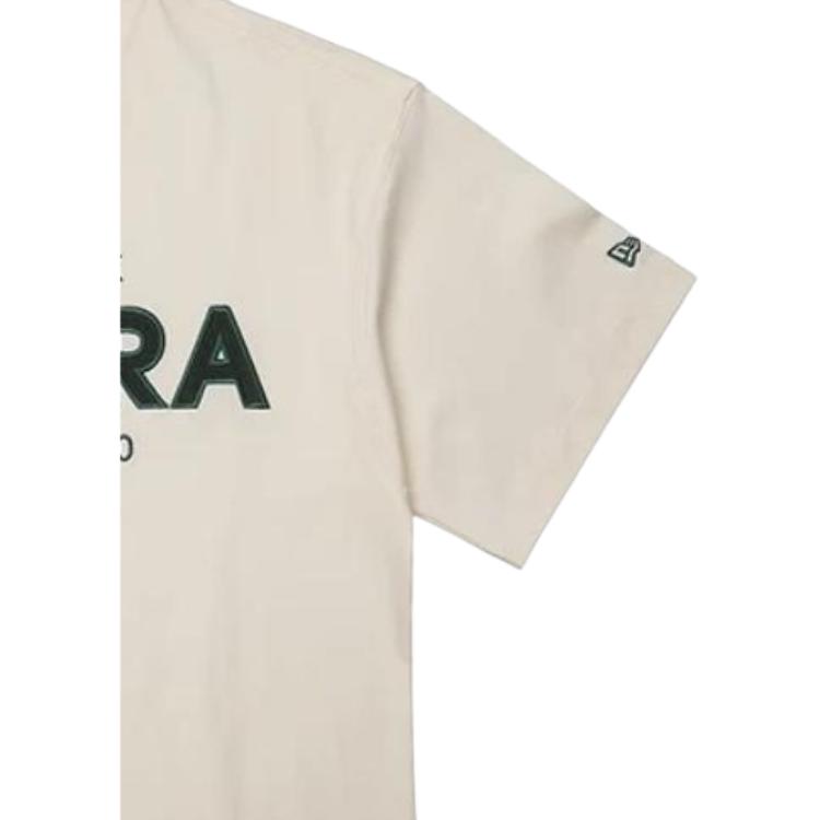 New Era Logo Loose Fit Round Neck Short Sleeve T-Shirt Unisex T-Shirts Beige 14112257