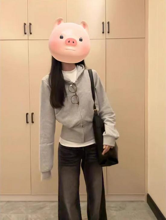 Women's Slim Gray Jacket - 2025 New Spring/Autumn Korean Style Waist-Hugging Sweatshirt