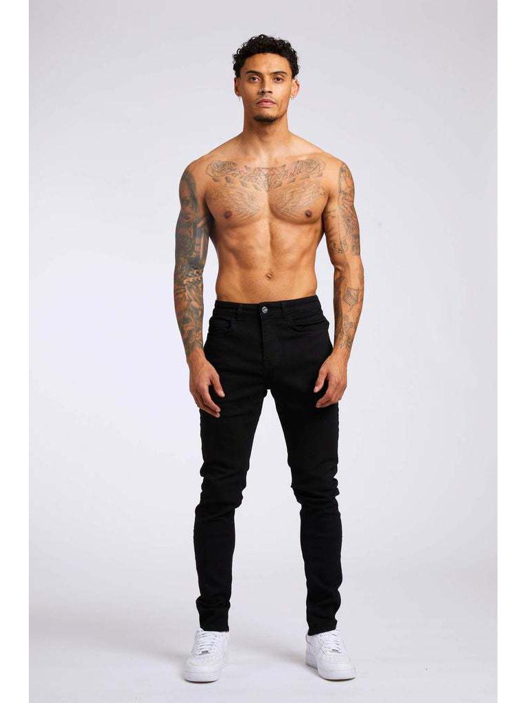 Slim Fit Black High-Waist Men's Denim Trousers