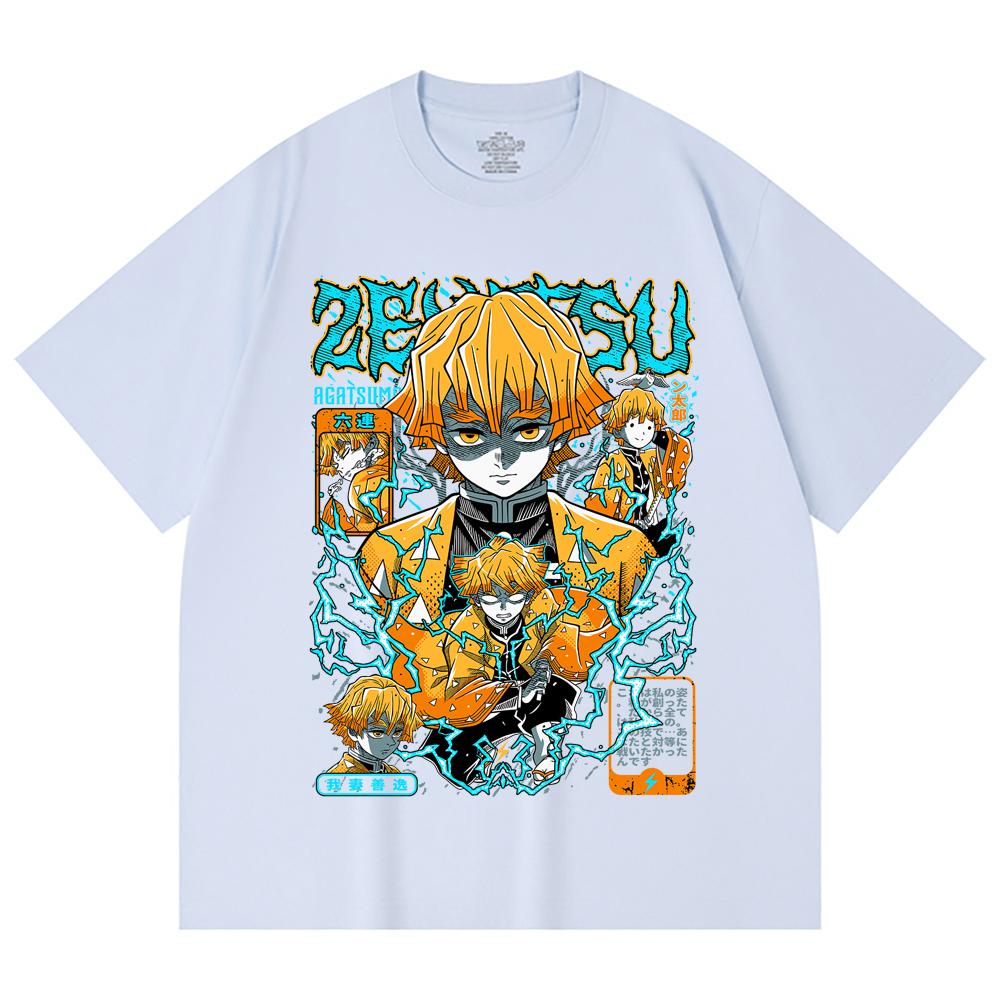 230 Gsm 100% Cotton Demon Slayer V100 Zenitsu Print Unisex Heavy Cotton T Shirt