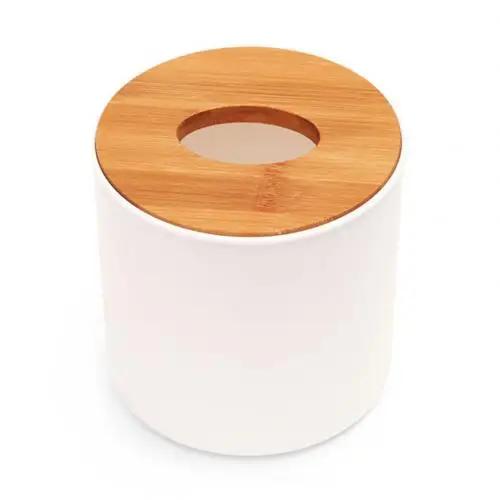 Home Kitchen Round/Square Wooden Tissue Box Case Napkin Holder Home Organizer Office Table Accessories Napkin Tray