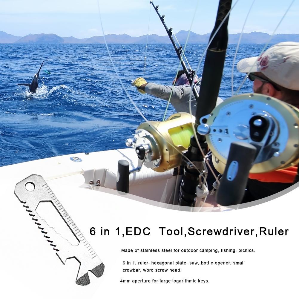 6 in 1 EDC Pocket Survival Tool Camping Screwdriver Bottle Opener Ruler *DC