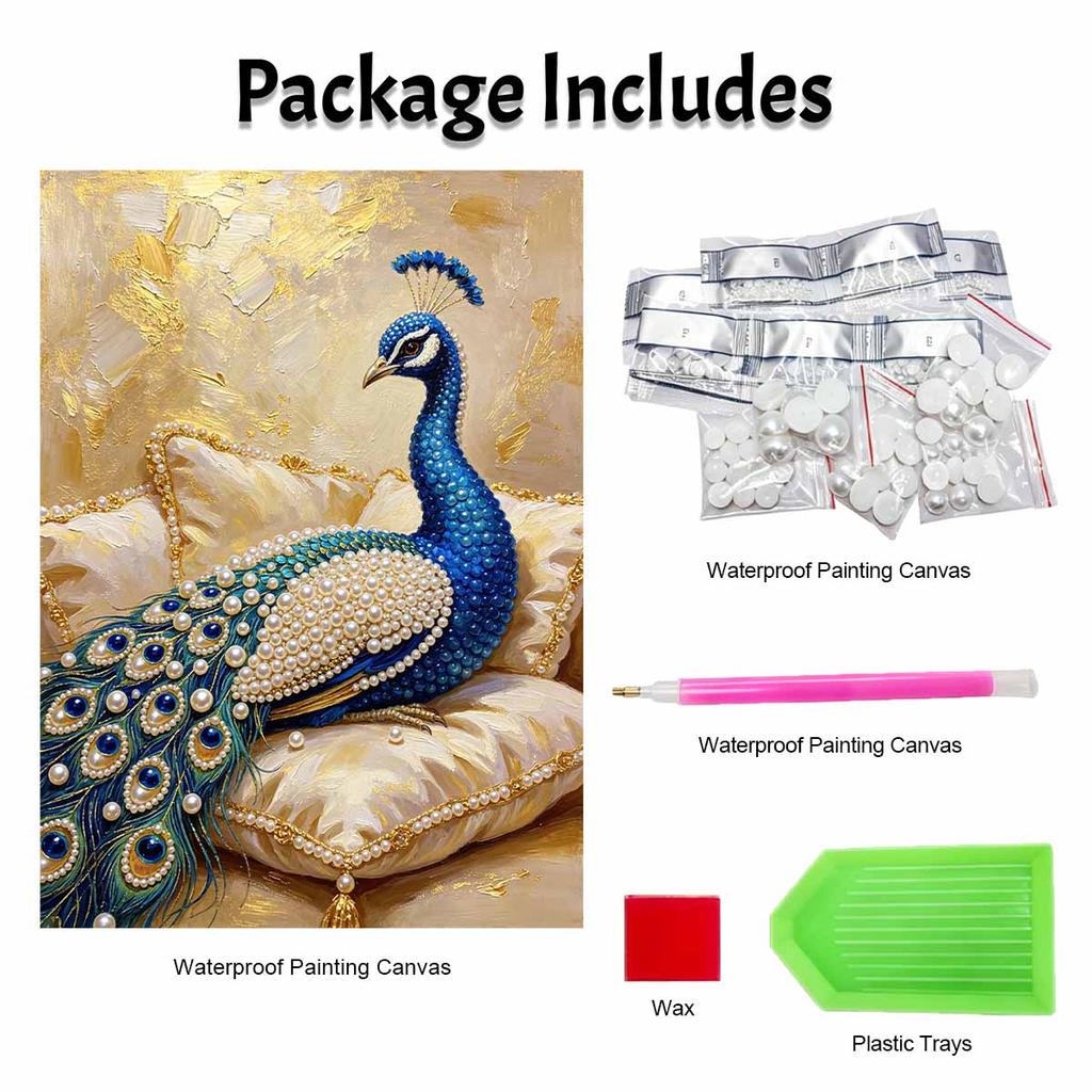 Frameless DIY Pearl Bead Painting Kit Majestic Peacock Pattern Creative Relaxing Craft Canvas Home Decor Adult Gift