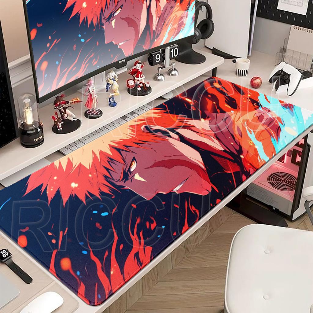 Japan Anime Figure Bleach Mouse Pad Large Desk Accessories Desk Pad Rubber Base Edge Mousepad Non-Slip Mousepad for Office