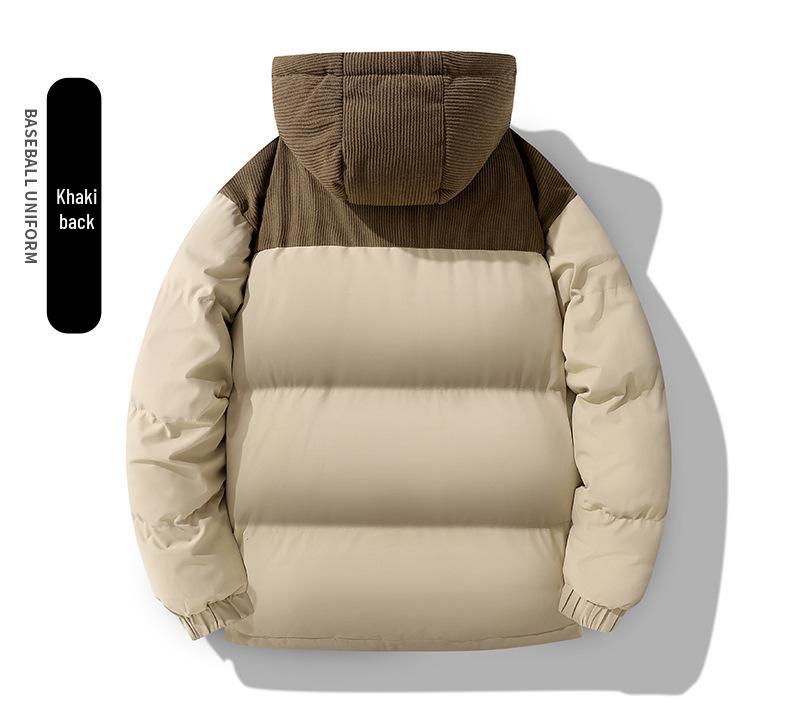 Herren Trendy Patchwork Corduroy Baumwolle Wintermantel