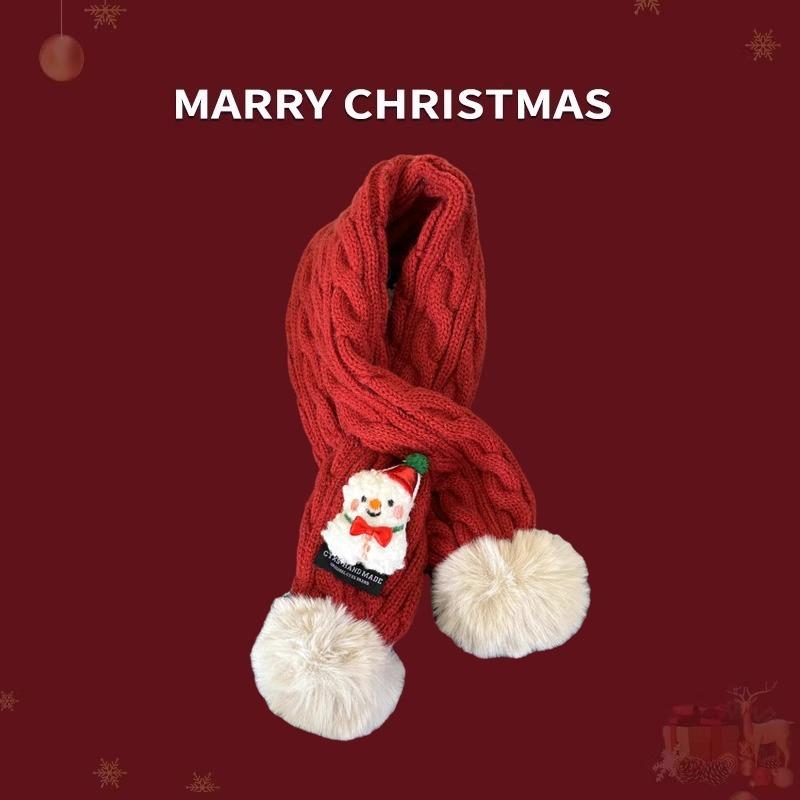 Fular de copii toamnă și iarnă nou Crăciun pentru bărbați roșu cald lână pentru copii fular tricotat fete fular gros